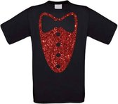 Smoking T-shirt glitter rood maat XXL zwart