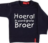 T-shirt lange mouw |  Hoera! ik word grote broer| navy | maat 74/80