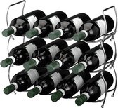 Wijnrek - Stapelbaar wijnrek - Wijnrek 3 delig - Wijnrek voor 12 flessen - Metalen wijnrek