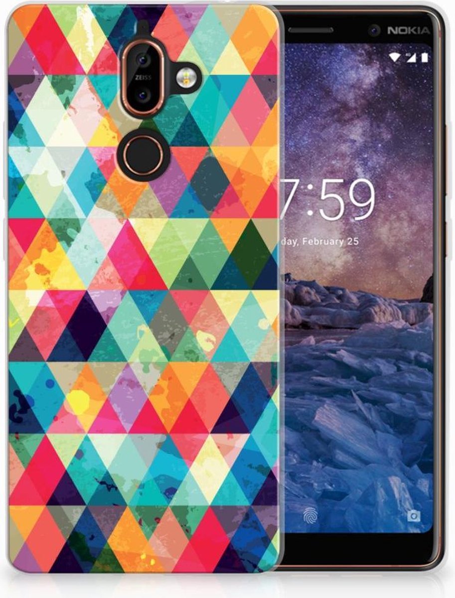 Back Cover voor Nokia 7 Plus TPU bumper Geruit