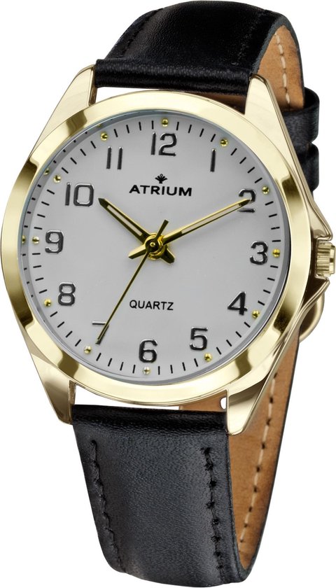 ATRIUM Horloge Dames Verguld Leer Zwart - A11-20
