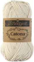 Scheepjes Catona PAK MET 10STUKS a 50 gram - 505 Linen.  INCL. Gratis Digitale vinger haak en brei toerenteller