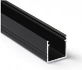 Zwart smal LED strip profiel 2 meter – opaal - SLIM02ZWART - inclusief 2 montageklemmen en 2 eindkappen