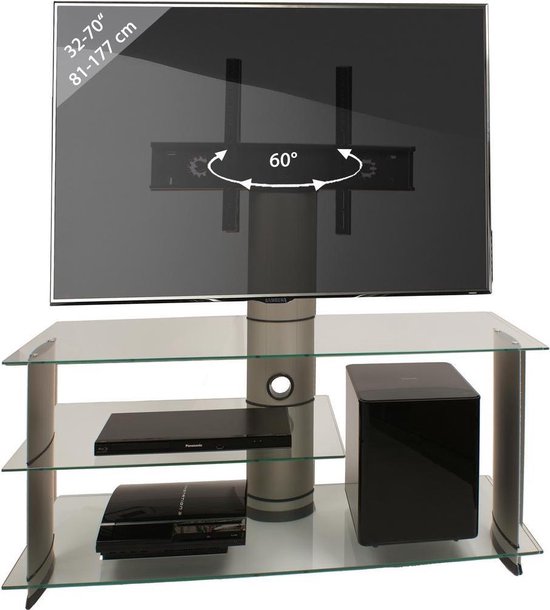 knop Cumulatief Eenvoud TV kast TV meubel Bulmo verrijdbaar draaibaar zilver/helder | bol.com