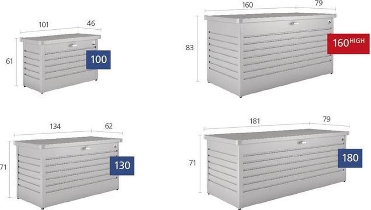 Biohort Hobbybox - kussenkist antraciet 160 x 79 cm
