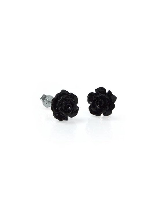 Love Jewels - Zilveren oorbellen met zwarte roos | bol.com