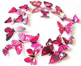 Muurdecoratie - vlinder - 3D muursticker - kinderkamer - roze - DisQounts