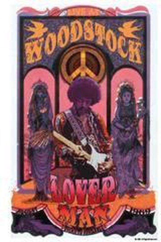 Jimi Hendrix poster - Woodstock - gitaar - Loverman - 70 x 100cm