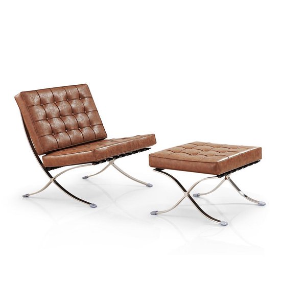 | Barcelona Chair Vintage brown Barcelona Chair (replica) Vintage brown | Barcelona stoel
