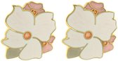 Behave® Dames Oorbel clips bloem wit roze emaille