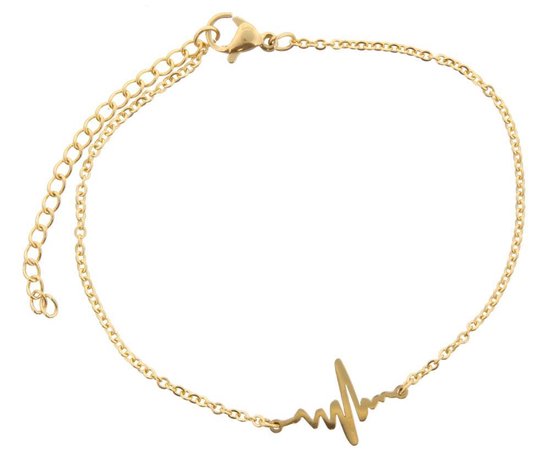 Gouden RVS armband hartslag. | bol