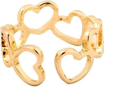 24/7 Jewelry Collection Hartjes Ring Verstelbaar - Verstelbare Ring - Róse Goudkleurig - Amodi