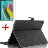 Hoes geschikt voor Samsung Galaxy Tab S5e + Screenprotector - Lederen Book Case Smart Cover - iCall - Zwart