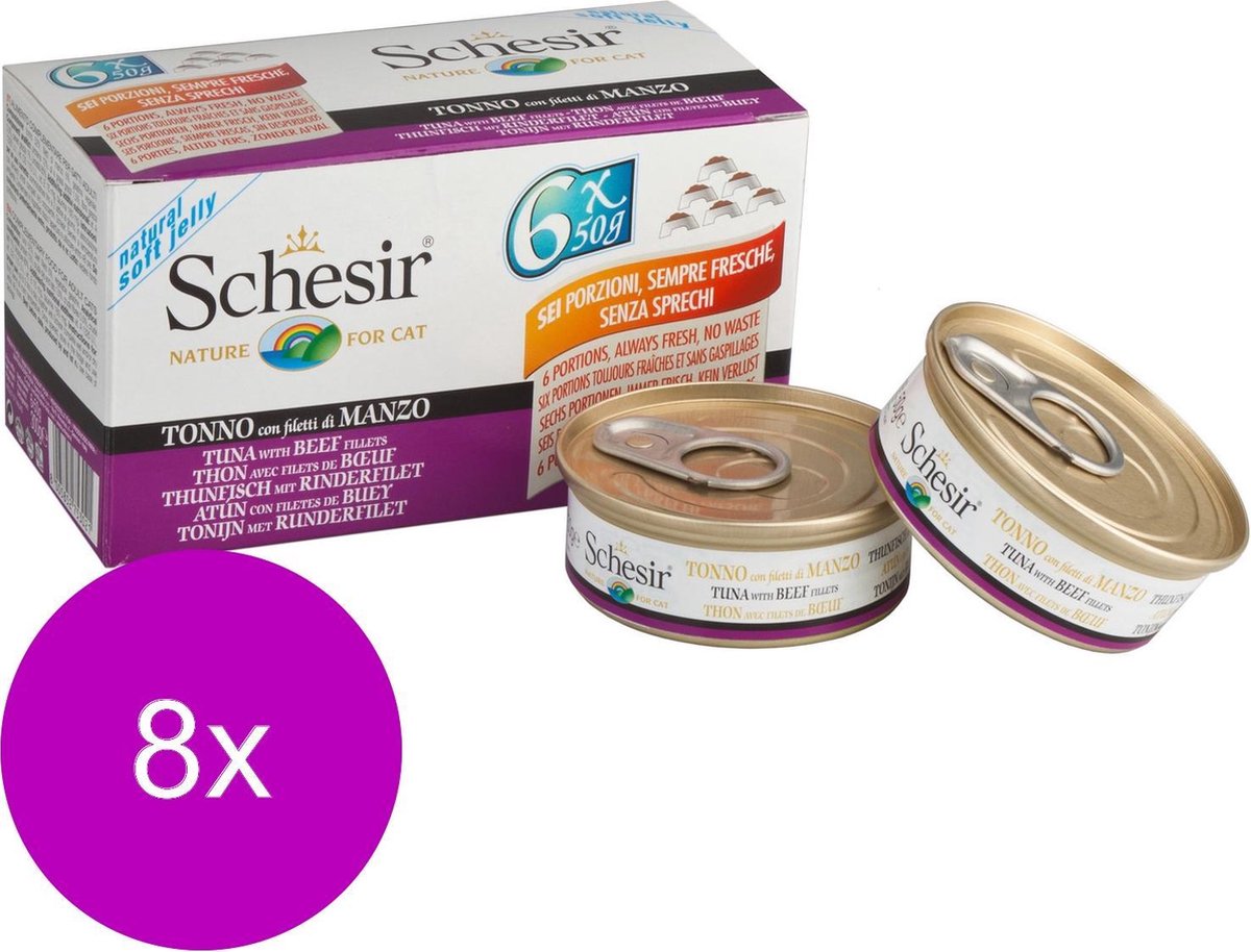 Schesir Schesir Kat Mp Blik Gelei Tonijn/Rundvlees - Kattenvoer - 8 x (6x50 g)