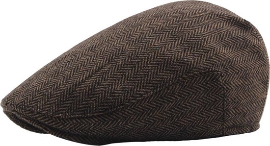 Flatcap platte pet - bruin zwart - maat 58