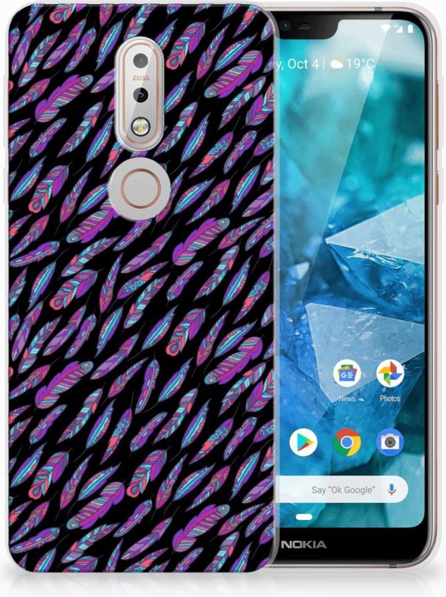Nokia 7.1 TPU bumper Feathers Color