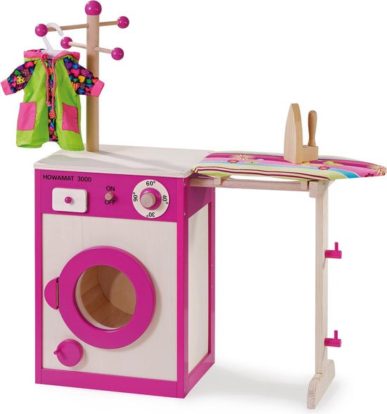 howa Machine à laver en bois pour enfants avec corde à linge