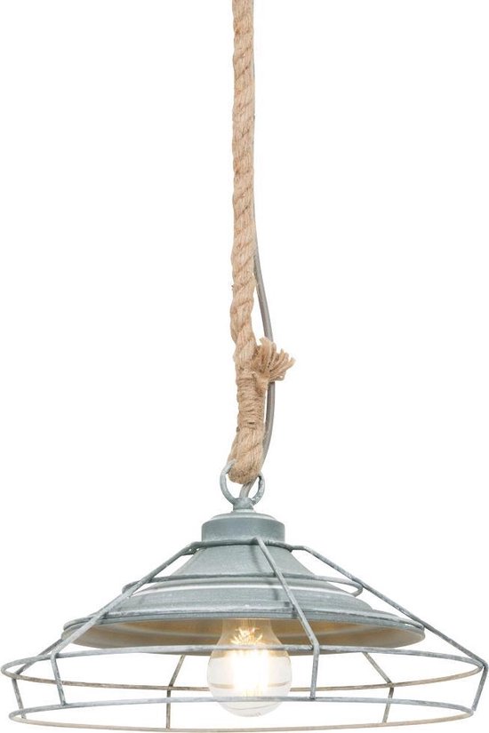 Ongebruikt bol.com | Hanglamp Touw - Landelijke hanglamp - Bronq Lissa - Grijs SP-34