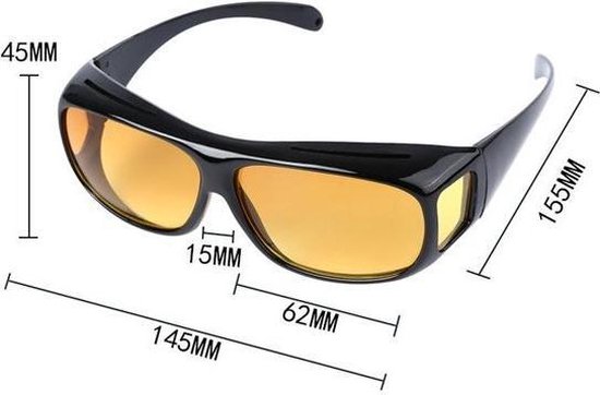 Overzet bril nachtzicht – Nachtbril – Mistbril – Autobril – Nachtblind - Merkloos