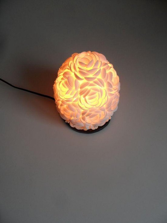Handgemaakte schelpenlamp tafellamp sfeerlamp 20 cm breedte 12 cm uit Bali | bol.com