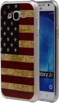 Amerikaanse Vlag TPU Cover Case voor Samsung Galaxy J7 Hoesje