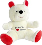 Knuffelbeer - i love you forever - 120 cm - crème rood