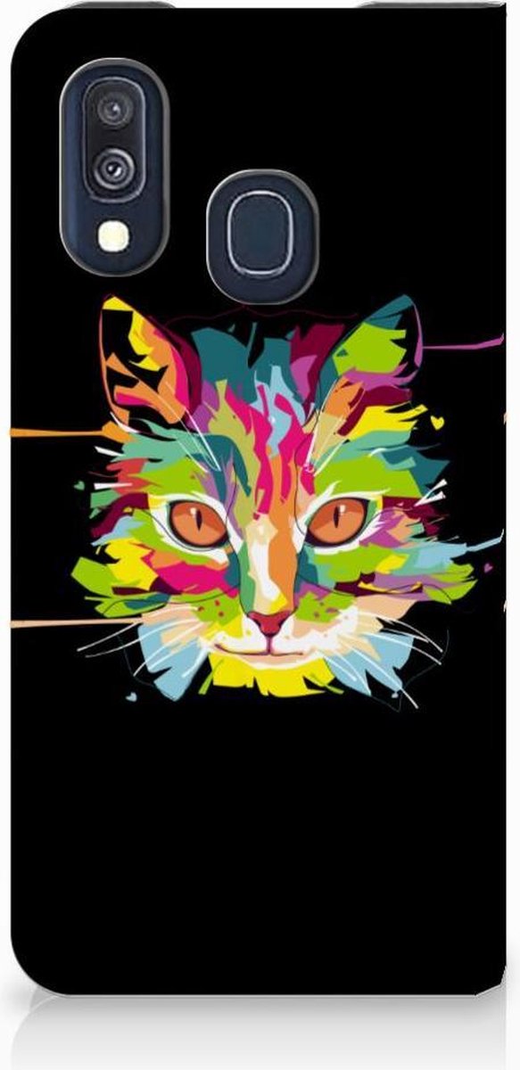 Book Case voor Samsung Galaxy A40 Magnet Case Cat Color