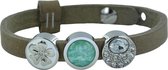 Quiges Leder Armband met 3 Aanschuif Knopen - Dames - RVS - 24cm