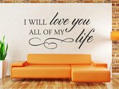 Muursticker - I Will Love You - 58x108 - Zwart