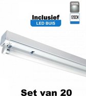 LED Buis armatuur 120cm - Enkel | Inclusief LED Buis - 6000K - Daglicht (Set van 20 stuks)