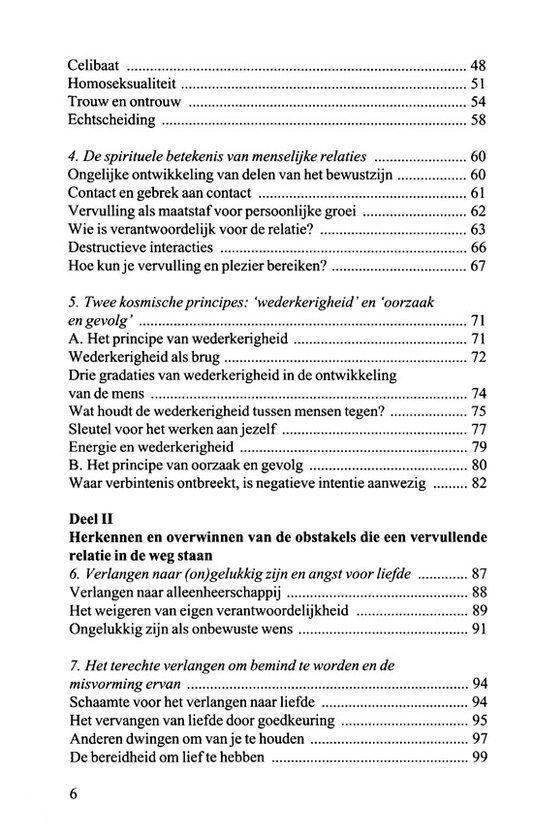 Inhoudsopgave met titels en paginanummers, waaronder 'Celibaat' en 'Homoseksualiteit'.