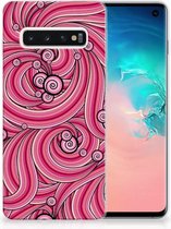 Geschikt voor Samsung Galaxy S10 TPU Siliconen Hoesje Swirl Pink
