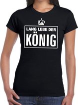 Zwart Lang lebe der Konig Duitse tekst shirt dames - Oranje Koningsdag/ Holland supporter kleding XXL