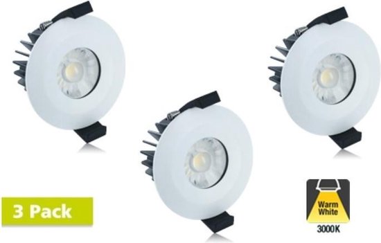 3 Pack - Led Downlighter 8,5w, 640 Lumen, 3000K Warm Wit, IP65, Dimbaar, Ø70mm gatmaat Met Philips LED lamp