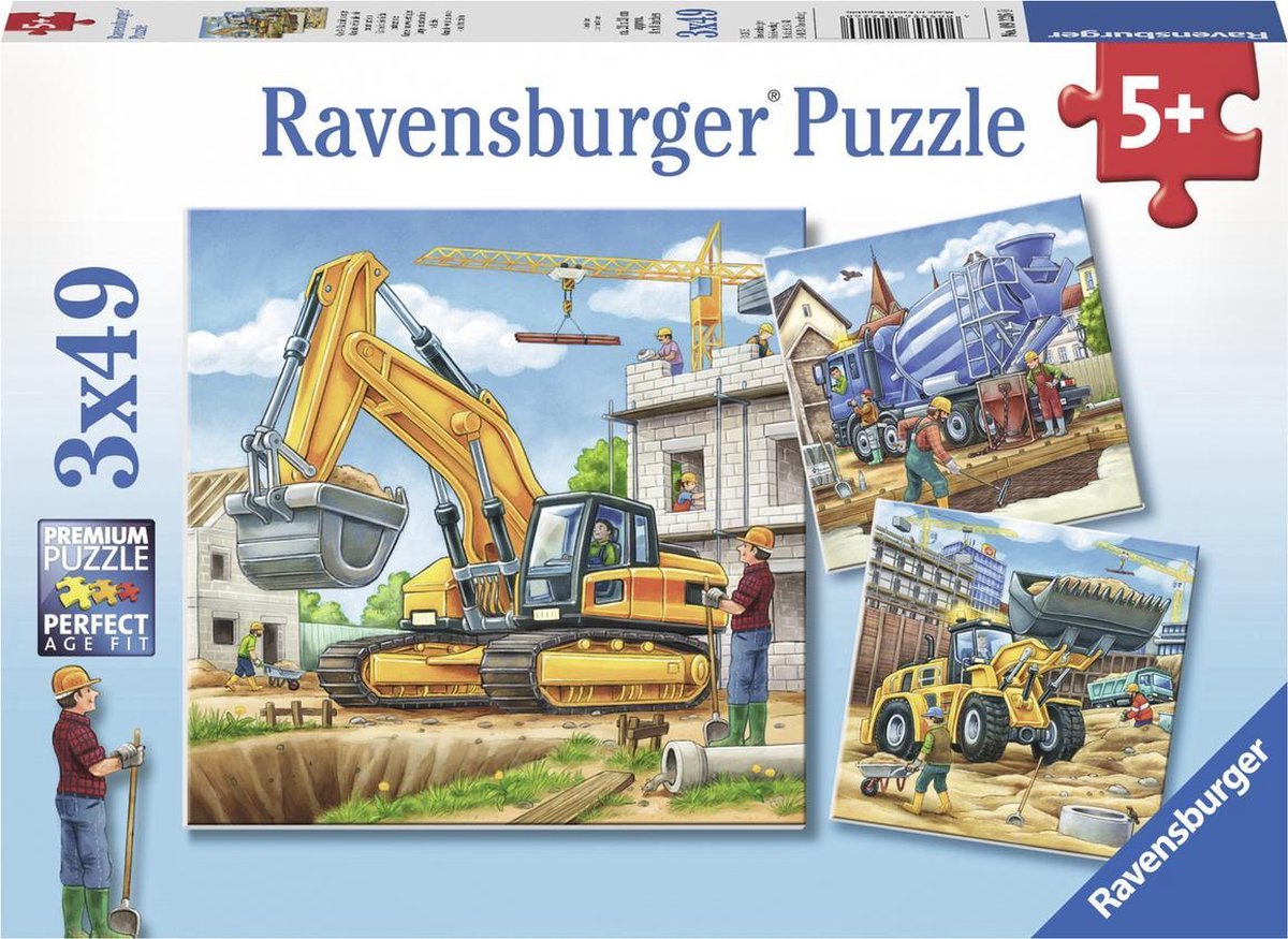 Ravensburger puzzel Grote bouwvoertuigen - 3x49 stukjes - kinderpuzzel - Ravensburger