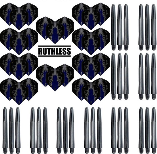 Afbeelding van het spel Dragon darts – 10 Sets High Impact Flights – darts flights – Blauw – plus 10 sets Dragon – darts shafts – medium
