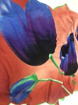 Tulpen sjaal blauw/paars/roze