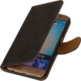 Samsung Galaxy Note 4 - Hout Grijs Booktype Wallet Hoesje