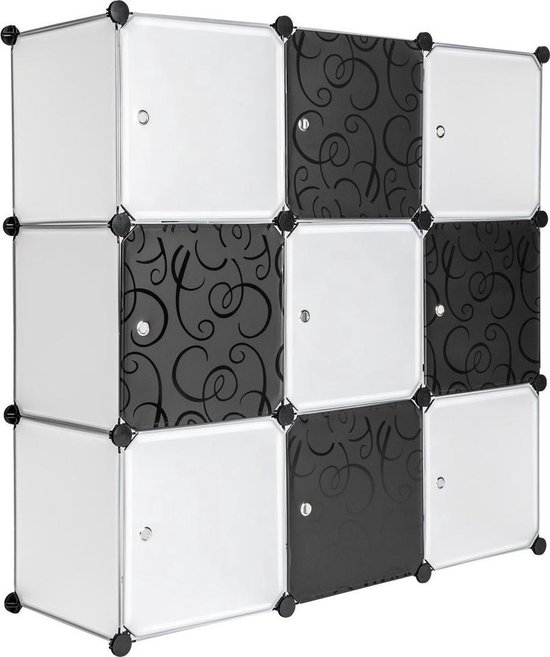 Multifunctioneel opbergmeubel kledingkast, zwart/wit, 401576