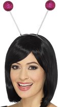 SMIFFYS - Roze glitter bollen haarband voor volwassenen - Accessoires > Haar & hoofdbanden