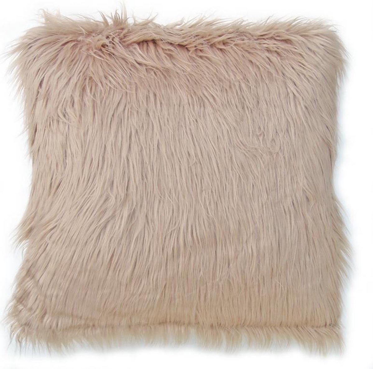 Lavandoux - Bont Kussen - Imitatiebont Sierkussen - 60 x 60 cm - Beige