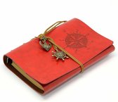 Vintage Lederen Notitieboek / Schetsboek / Schrijfmap / Notebook / 7 kleuren - Rood - A5