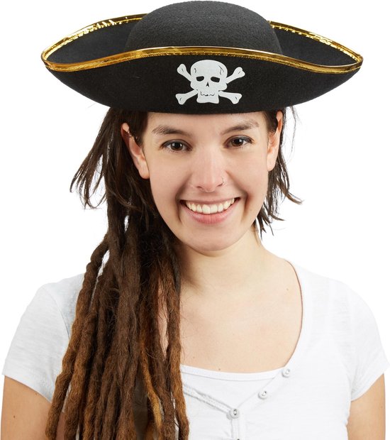 zanger zuur muur relaxdays 6 x piratenhoed zwart in set - piraat hoed - doodskop - carnaval  – piraten | bol.com