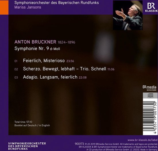 CD hoes met Anton Bruckner, Symphonie Nr. 9 d-Moll door Symphonieorchester des Bayerischen Rundfunks, Mariss Jansons.