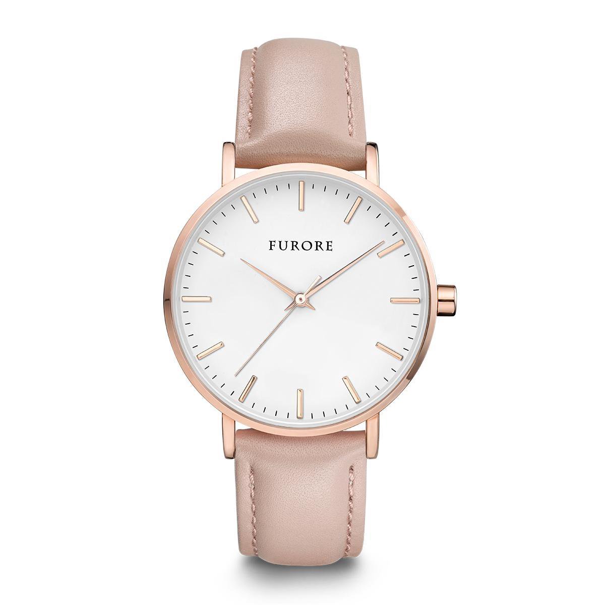 Furore - Sparkling Sun - FU 3011 - dameshorloge - 38mm - leer - bruin en rosé