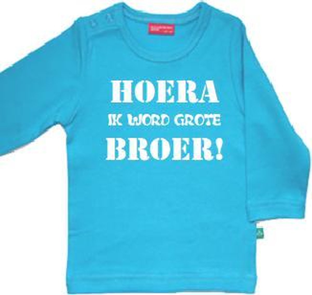 T-shirt lange mouw | Hoera! ik word grote broer| aqua blauw | maat 110/116