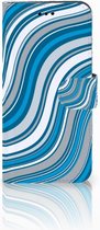 Huawei P10 Lite Bookcase Hoesje Design Waves Blue