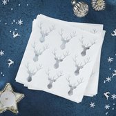Ginger Ray - Silver Christmas - Servetten Rendieren Zilver klein (16 stuks)