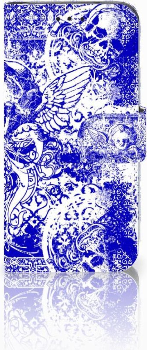 Telefoonhoesje met Naam Samsung Galaxy S10e Angel Skull Blauw