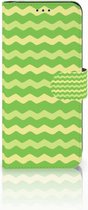 Geschikt voor Samsung S8 Bookcover Design Waves Green